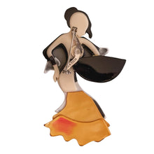 Load image into Gallery viewer, Lea Stein Signed Seville Flamenco Dancer Brooch Pin - Red &amp; Multi Colour