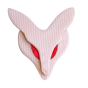 Lea Stein Fox Clip-On Earrings - Creme With Red Eyes