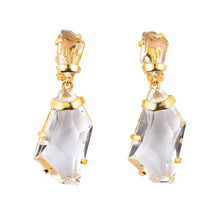 Load image into Gallery viewer, Signed Kenneth J Lane &quot;KJL&quot; Polished Gold Fancy Crystal Stone Clip On Earring