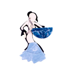 Load image into Gallery viewer, Lea Stein Signed Seville Flamenco Dancer Brooch Pin - Blue &amp; Red
