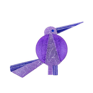 Lea Stein Grosbec Bird Brooch Pin - Purple & White