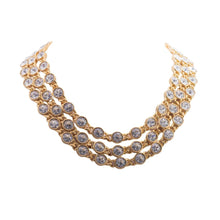 Load image into Gallery viewer, Signed Kenneth Jay Lane Gold Plated &amp; Clear Crystal Multi Strand Necklace