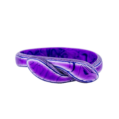 Signed Lea Stein Snake Bangle - Purple & White Swirl