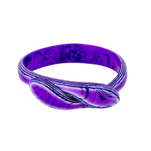 Load image into Gallery viewer, Signed Lea Stein Snake Bangle - Purple &amp; White Swirl
