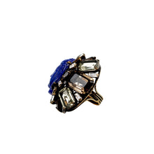 Load image into Gallery viewer, Signed Iradj Moini Buddha Stone &amp; Smokey Topaz Crystal Encrusted Ring