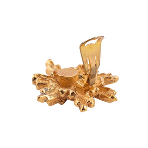 Vintage Signed Christian Lacroix Gold Plated Sunburst Design Earrings - (Clip-On)