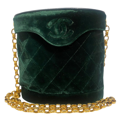 Vintage CHANEL c.1990s Plush Emerald Green Velvet Bag