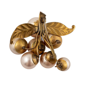 Vintage c.1950s New York Faux Pearls & Brass Brooch
