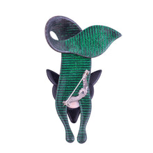 Load image into Gallery viewer, Lea Stein Famous Renard Fox Brooch Pin - Green Sparkle