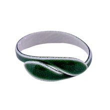 Load image into Gallery viewer, Signed Lea Stein Snake Bangle - Green &amp; White Snakeskin
