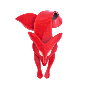 Lea Stein Famous Renard Fox Brooch Pin - Ruby Red