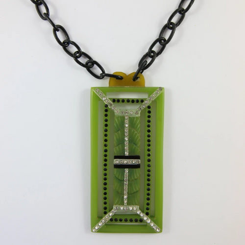 VINTAGE FRENCH CELLULOID GREEN NECKLACE