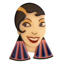 Load image into Gallery viewer, Lea Stein Josephine Baker &#39;Lido&#39; Brooch Pin- Creme &amp; Purple