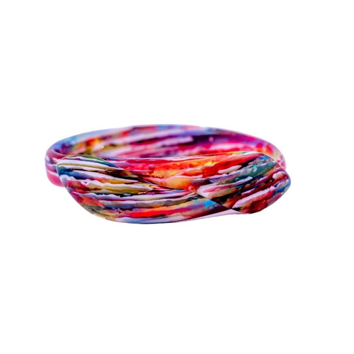 Signed Lea Stein Snake Bangle - Pink Multi Colour