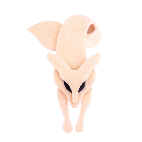 Lea Stein Famous Renard Fox Brooch Pin - Creme