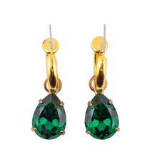 Load image into Gallery viewer, HQM Austrian Crystal Interchangeable Earrings - Emerald Green (Pierced)