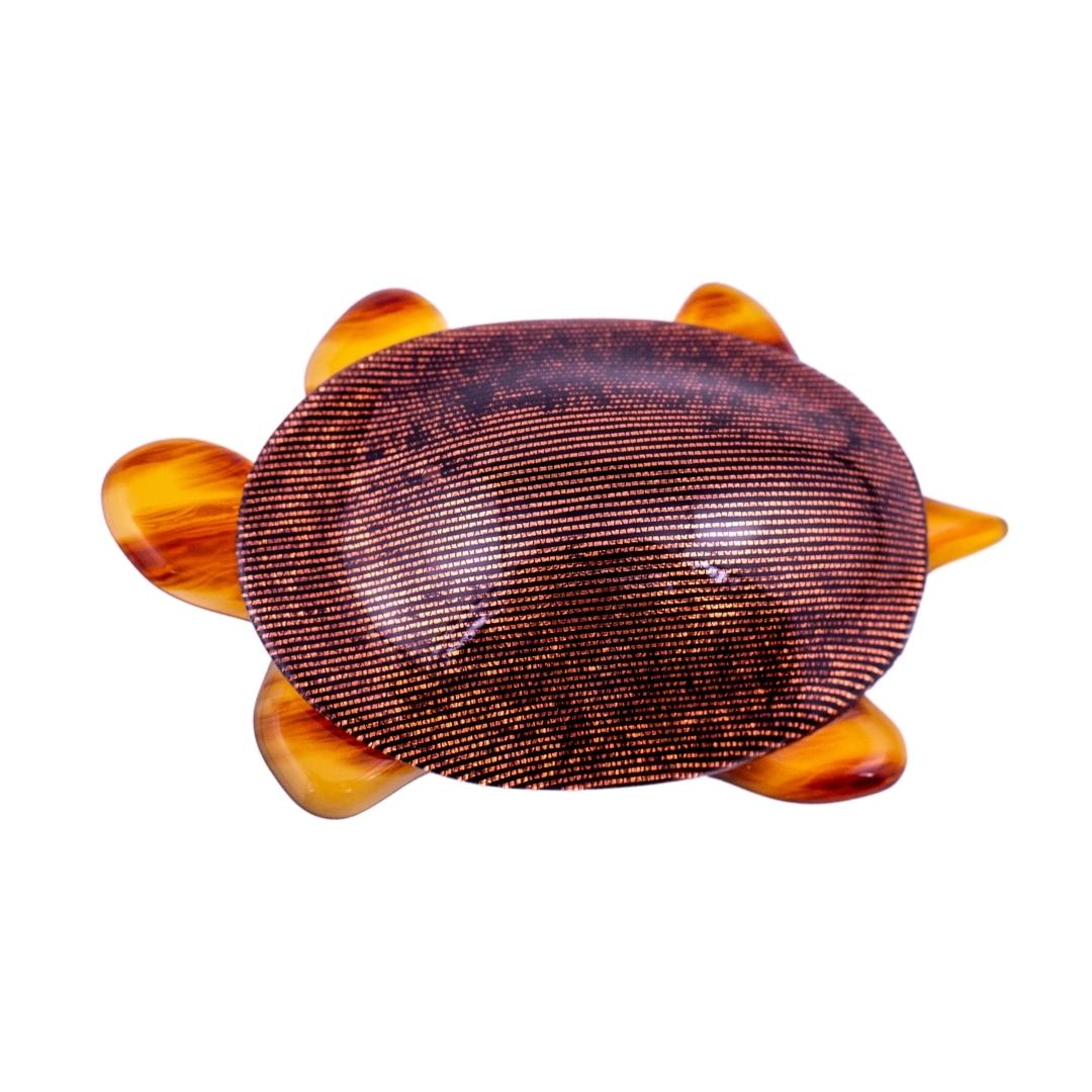 Lea Stein 'Tortue' Tortoise Brooch Pin - Black & Brown Stripes