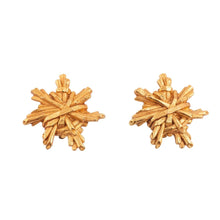 Load image into Gallery viewer, Vintage Signed Christian Lacroix Gold Plated Sunburst Design Earrings - (Clip-On)