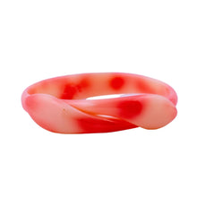 Load image into Gallery viewer, Signed Lea Stein Snake Bangle - Creme &amp; Red Marble