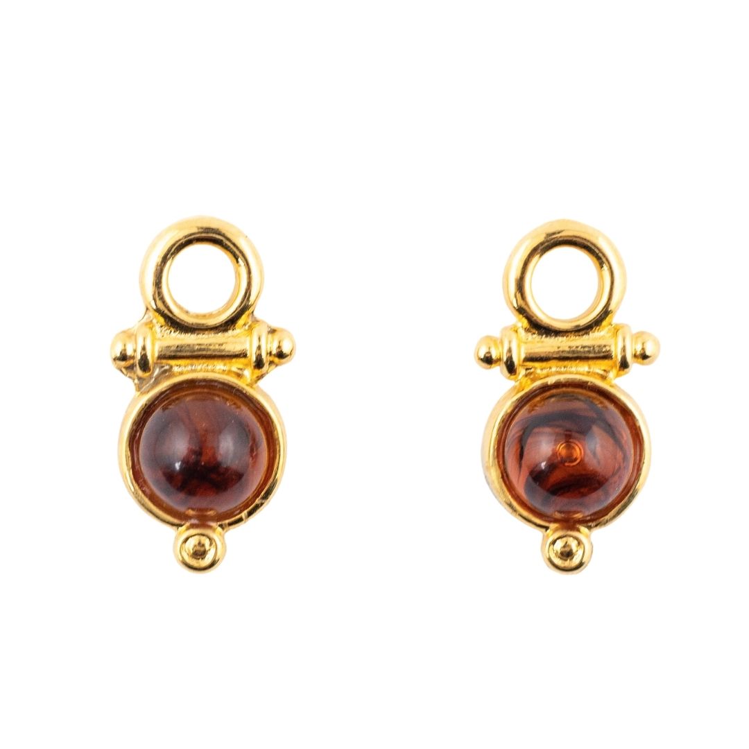 HQM Gold Tone & Brown Interchangeable Earring