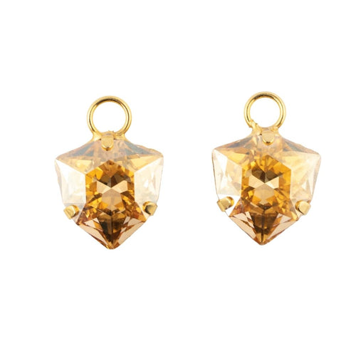 HQM Austrian Crystal Interchangeable Earrings - Champagne Yellow