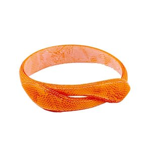 Signed Lea Stein Snake Bangle - Bright Orange Snakeskin
