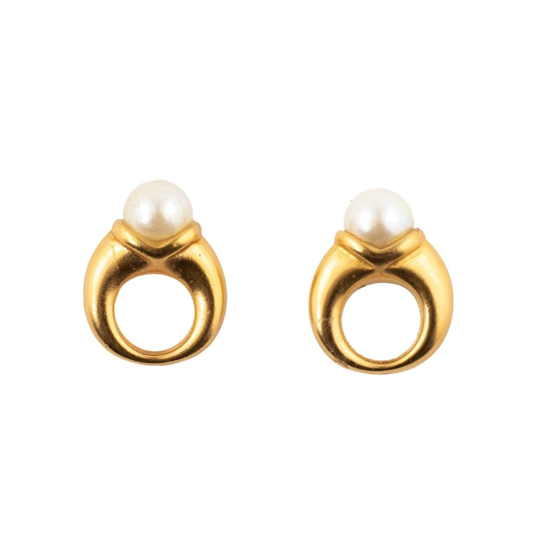 HQM Gold Tone & Faux Pearl Interchangeable Earrings