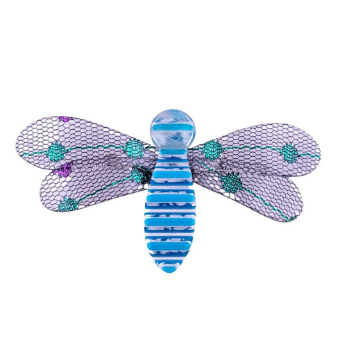 Lea Stein Rare Bee Brooch Pin- Blue & Green