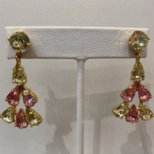 Load image into Gallery viewer, Harlequin Market Jonquil &amp; Light Rose 3-Tiered Earrings (Pierced)