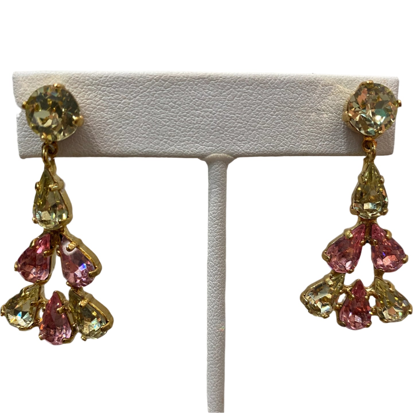 Harlequin Market Jonquil & Light Rose 3-Tiered Earrings (Pierced)