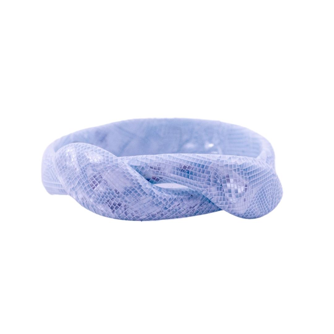 Signed Lea Stein Snake Bangle - Light Blue Snakeskin