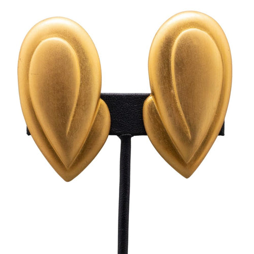 Vintage Oval Shaped Streamlined Statement Earrings (Clip-On)