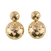Load image into Gallery viewer, Gold &amp; Faux Pearl Double Drop Earrings (Pierced)
