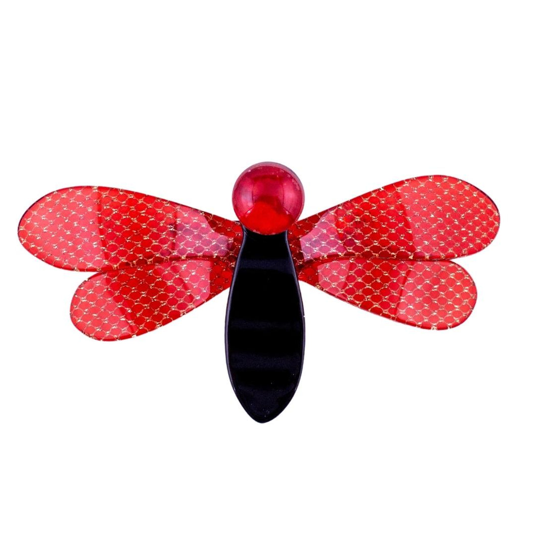 Lea Stein Rare Bee Brooch Pin- Red & Black