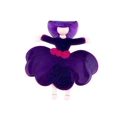 Lea Stein Ballerina Scarlett O' Hara Brooch - Purple & Pink