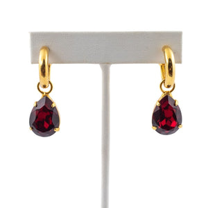 HQM Austrian Crystal Interchangeable Earrings - Deep Red (Pierced)