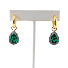 Load image into Gallery viewer, HQM Austrian Crystal Interchangeable Earrings - Emerald Green (Pierced)