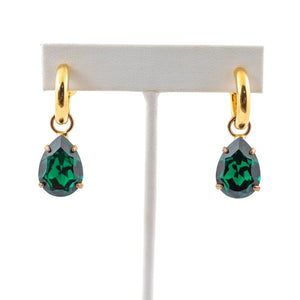 HQM Austrian Crystal Interchangeable Earrings - Emerald Green (Pierced)