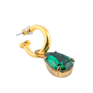 HQM Austrian Crystal Interchangeable Earrings - Emerald Green (Pierced)