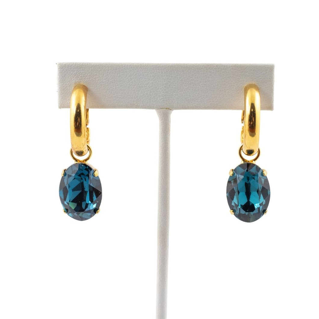 HQM Austrian Crystal Interchangeable Earrings - Midnight Blue (Pierced)