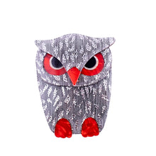 Load image into Gallery viewer, Lea Stein Signed Buba Owl Brooch Pin - Black &amp; White