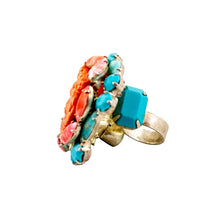 Load image into Gallery viewer, Signed David Mandel Pink &amp; Turquoise Ring