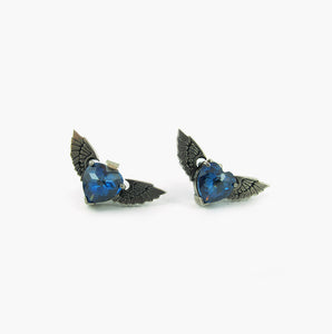 William Griffiths Sapphire Cubic Zirconia Heart & Wings Earrings