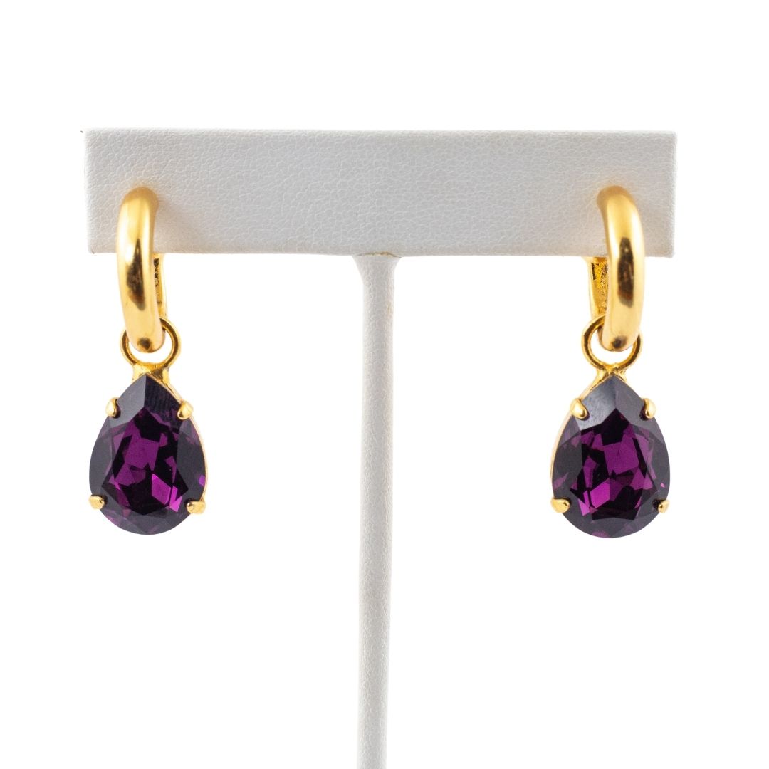 HQM Austrian Crystal Interchangeable Earrings - Deep Amethyst (Pierced)