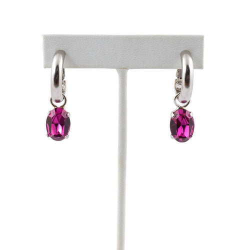 HQM Austrian Crystal Interchangeable Earrings - Fuchsia Pink (Pierced)