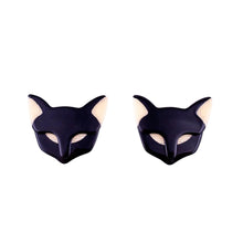 Load image into Gallery viewer, Lea Stein Quarrelsome Cat Earrings - Black &amp; Creme