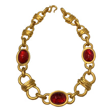 Load image into Gallery viewer, Signed Kenneth J Lane &quot;KJL&quot; Matte Gold Toned Raspberry Cabochon Necklace
