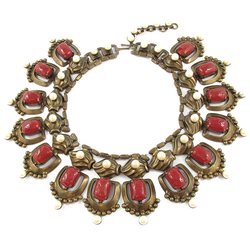 Signed Vintage 'Vrba' Burgundy Hued Necklace