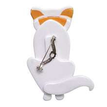 Load image into Gallery viewer, Signed Lea Stein Sacha Cat Brooch - White &amp; Red