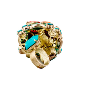 Signed David Mandel Pink & Turquoise Ring